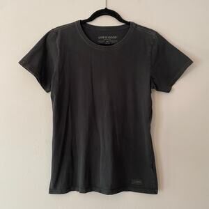 Life Is Good Black Basic T-Shirt Normcore Casual Loungewear Cotton Women Medium